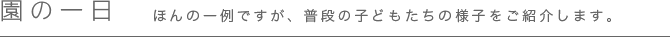 園の一日　ほんの一例ですが、普段の子どもたちの様子をご紹介します。